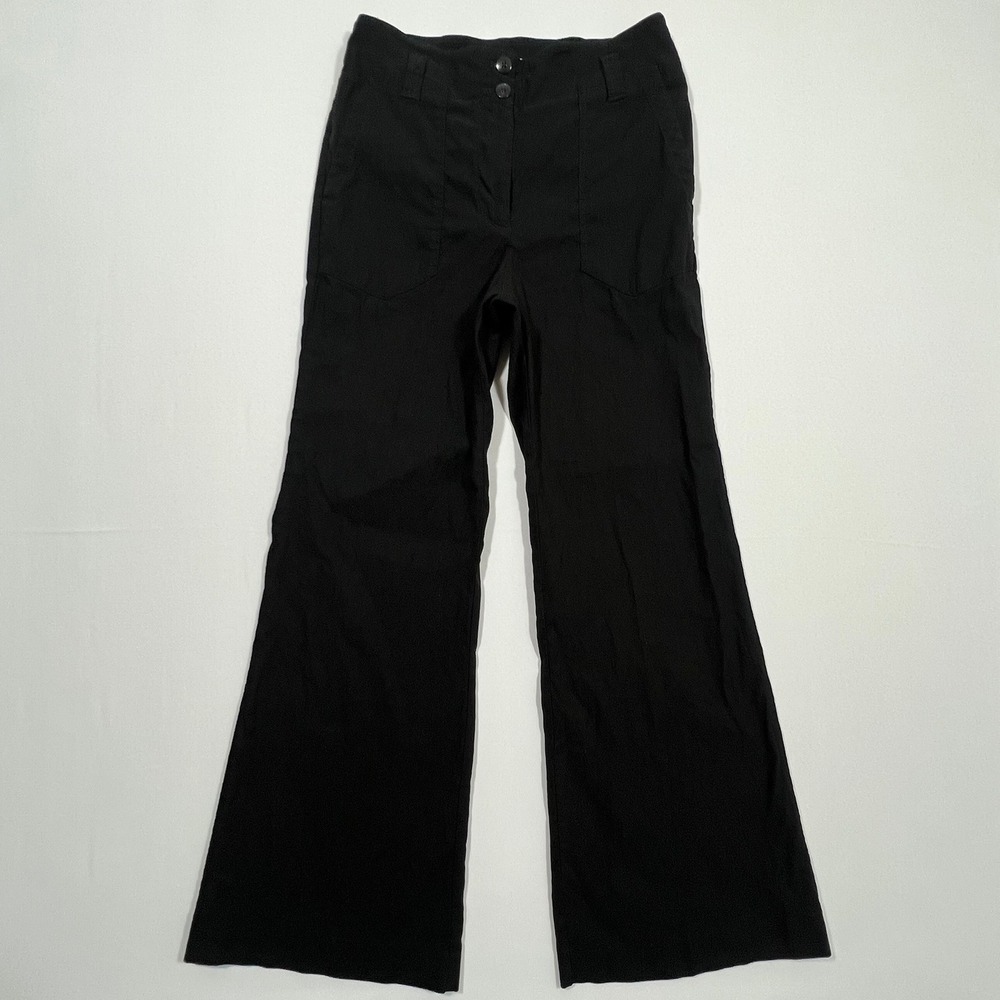 Maeve Anthropologie Naomi Wide Leg Trousers Pants Linen Blend High Rise Black 10